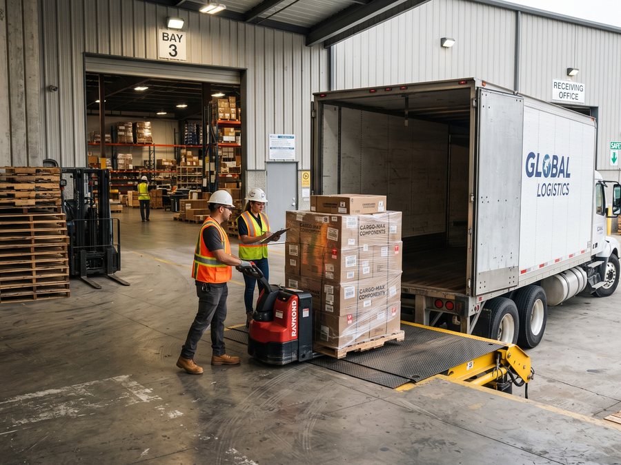 Wareneingang: Kisten mit frischem Gemüse werden geprüft